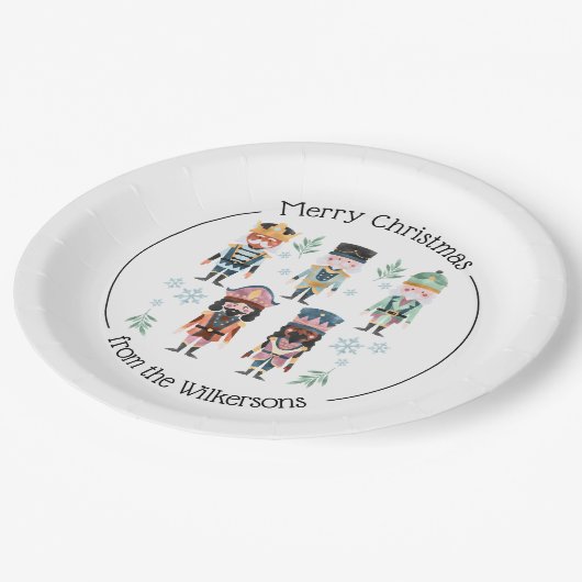 Weihnachts-Nutcracker-Spielzeugsoldaten Pappteller (Schrägansicht)