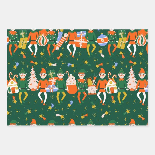 Weihnachts-Nutcracker-Sterne Geschenkpapier Set (Vorderseite)