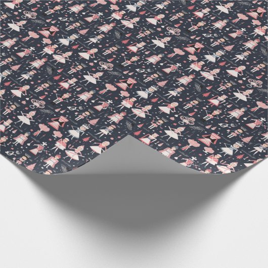 Weihnachts-Nutcracker-Themenmuster Geschenkpapier (Ecke)