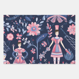 Weihnachts-Nutcracker-Themenmuster Geschenkpapier Set