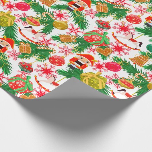 Weihnachts-Nutcracker Toy Soldiers Rocking Pferd Geschenkpapier (Ecke)