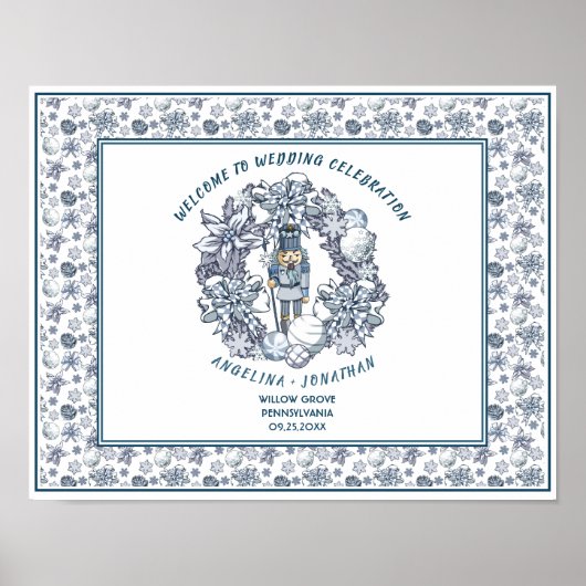 Weihnachts-Nutcracker-Trauung Willkommen Poster (Vorne)