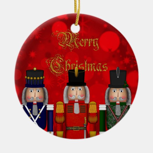Weihnachts-Nutcracker Trio-Round-Ornament Keramikornament (Vorne)