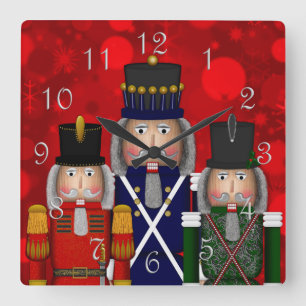 Weihnachts-Nutcracker-Trio-Square-Wall-Uhr Quadratische Wanduhr