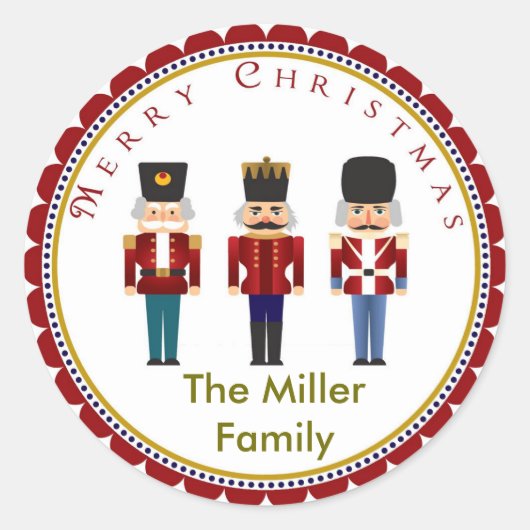 Weihnachts-Nutcracker Trio Stickers Labels (Vorderseite)