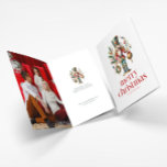 Weihnachts-Nutcracker Twp Custom-Foto Karte<br><div class="desc">Weihnachts-Nutcracker mit Ziergegenständen,  rot Frohe Weihnachtstypografie,  personalisierbarer Text und individuellem Foto.</div>