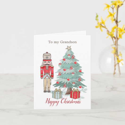 Weihnachts-Nutcracker und Baum-Großson Karte (Gelbe Blume)