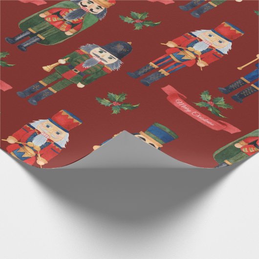 Weihnachts-Nutcrackers Frohe Weihnachten Rot Geschenkpapier (Ecke)
