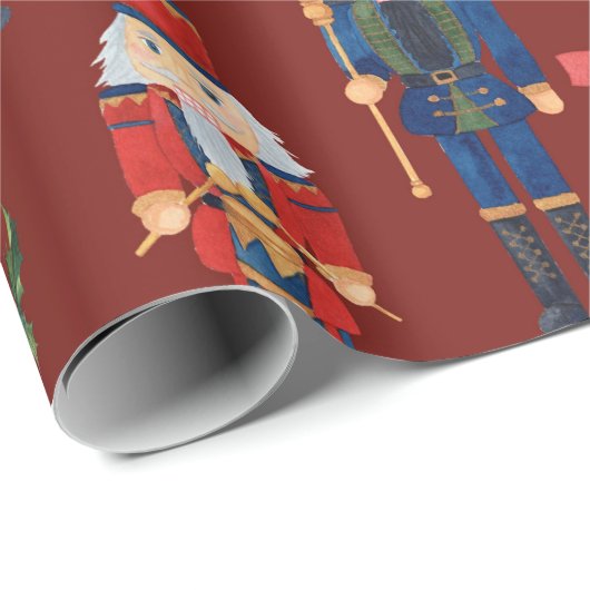 Weihnachts-Nutcrackers Frohe Weihnachten Rot Geschenkpapier (Rolleneckpunkt)