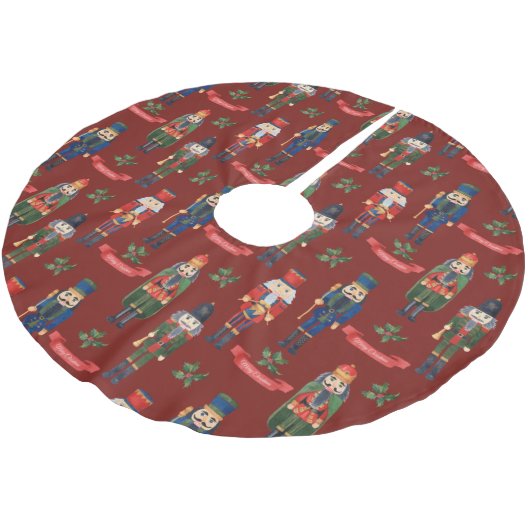 Weihnachts-Nutcrackers Frohe Weihnachten Rot Polyester Weihnachtsbaumdecke (Schrägansicht)