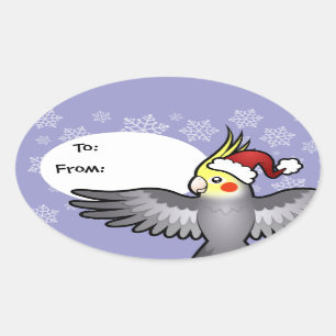 Weihnachts-Nymphensittich Ovaler Aufkleber
