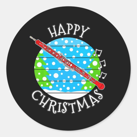 Weihnachts Oboe Oboist Woodwind Musiker Xmas 2022 Runder Aufkleber (Vorderseite)