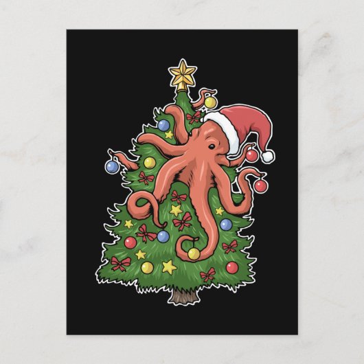 Weihnachts-Octopus Kraken Tintenfisch Weihnachtsba Postkarte (Vorderseite)
