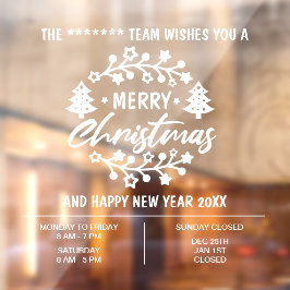 Weihnachts-Öffnungszeiten Fensteraufkleber