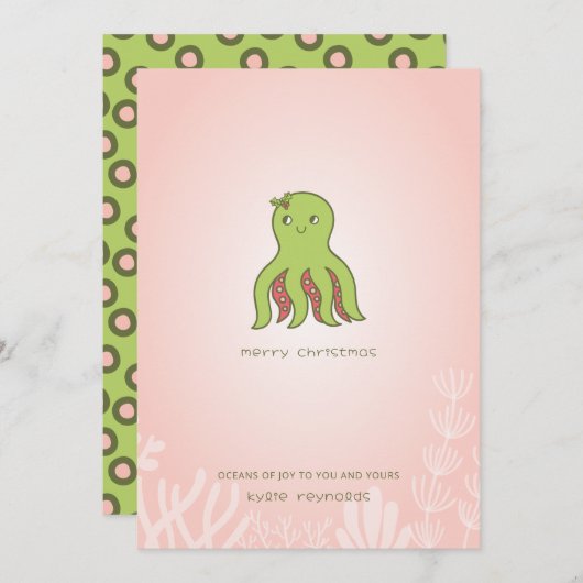 Weihnachts-Oktopus Flat Holiday Card Feiertagskarte (Vorne/Hinten)