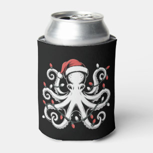 Weihnachts-Oktopus-Santa-Hut-Lichter Xmas-Feiertag Dosenkühler