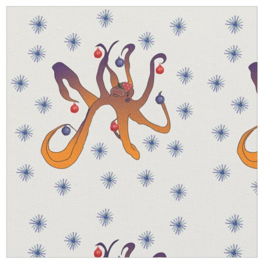 Weihnachts-Oktopus Stoff (Nahaufnahme)