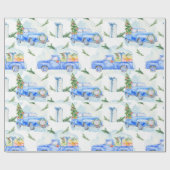 Weihnachts-Oldtimer-Pickup-Truck Geschenkpapier (Flach)