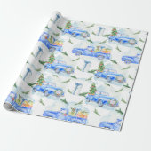 Weihnachts-Oldtimer-Pickup-Truck Geschenkpapier (Ungerollt)