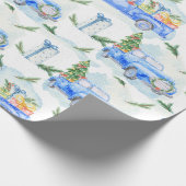 Weihnachts-Oldtimer-Pickup-Truck Geschenkpapier (Ecke)
