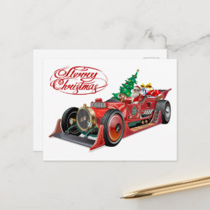 Weihnachts-Oldtimer-Sportwagen Postkarte