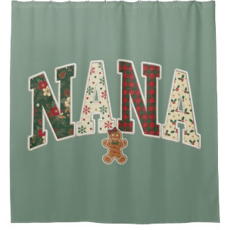 Weihnachts-Oma-Faux-Patchwork-Muster II Duschvorhang