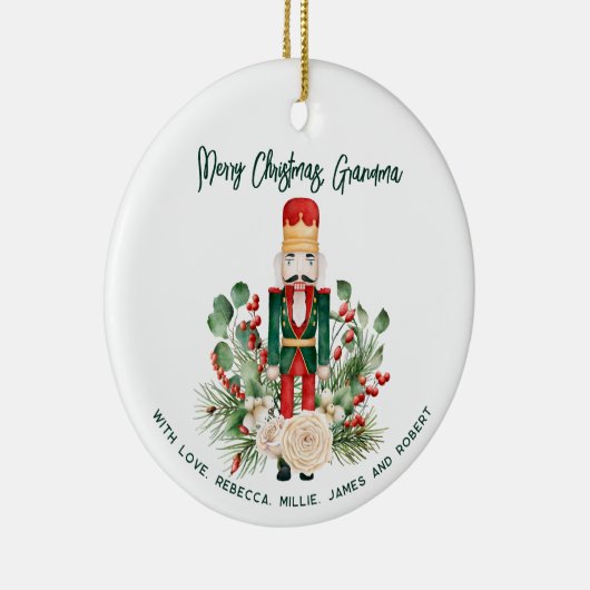 Weihnachts-Oma-Foto und Nutcracker-Skript Keramik Ornament (Rechts)