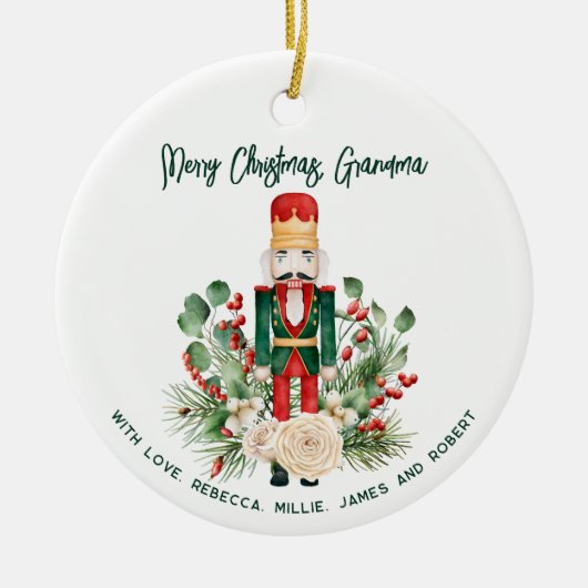 Weihnachts-Oma-Foto und Nutcracker-Skript Keramik Ornament (Vorne)
