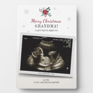 Weihnachts-Oma Gender-Offenbarung Ultrasound-Foto Fotoplatte