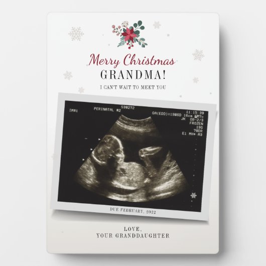 Weihnachts-Oma Gender-Offenbarung Ultrasound-Foto Fotoplatte (Vorderseite)