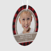 Weihnachts Oma Opa Rotes Schwarzes Buffalo Kariert Ornament (Vorderseite)