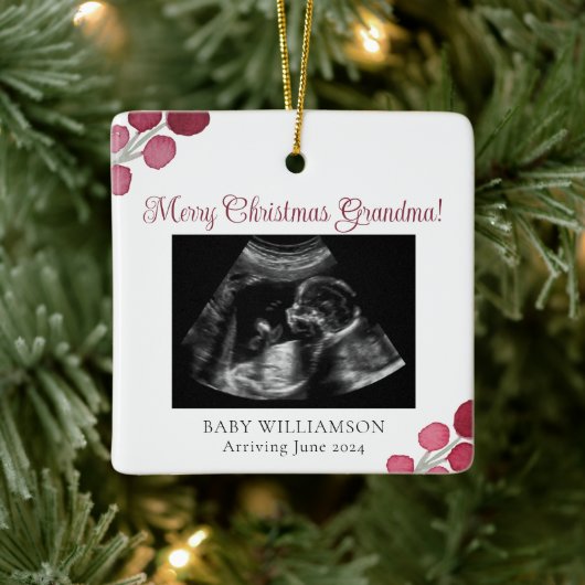 Weihnachts Oma Schwangerschaft Ultrasound Keramikornament (Baum)