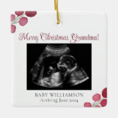 Weihnachts Oma Schwangerschaft Ultrasound Keramikornament (Vorderseite)