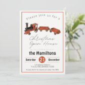 Weihnachts-Open House Antik Zug Einladung (Stehend Vorderseite)