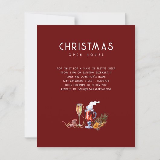 Weihnachts-Open House Drinks Burgund (Vorderseite)