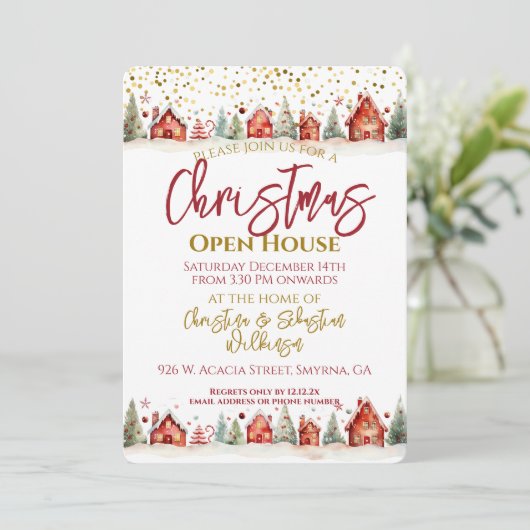 Weihnachts-Open-House Einladung (Stehend Vorderseite)