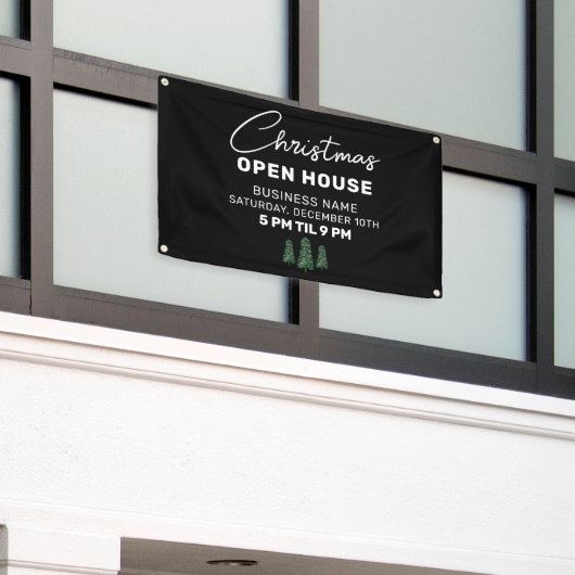 Weihnachts-Open House Elegantes Kleinunternehmen Banner (Äußeres Gebäude)
