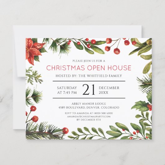 Weihnachts-Open-House-Feiertags-Party-Einladung (Vorderseite)