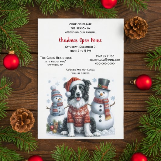 Weihnachts-Open-House mit Border Collie und Schnee Einladung