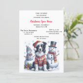 Weihnachts-Open-House mit Border Collie und Schnee Einladung (Stehend Vorderseite)