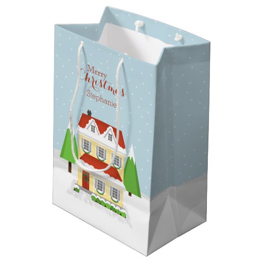 Weihnachts-Open-House Mittlere Geschenktüte (Rückseite Schrägansicht)