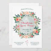 Weihnachts Open House Party Winter Floral Einladung (Vorne/Hinten)