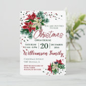Weihnachts-Open House Poinsettia Blume Einladung (Stehend Vorderseite)