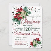 Weihnachts-Open House Poinsettia Blume Einladung (Vorderseite)