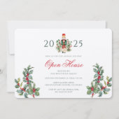 Weihnachts Open House Red Berries Greenery Einladung (Vorderseite)