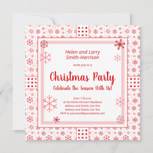 Weihnachts Open House Red Snowflake Einladung (Rückseite)