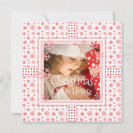 Weihnachts Open House Snowflake Fotovorlage Einladung (Vorderseite)
