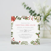 Weihnachts Open House Watercolor Berries Urlaub Einladung (Stehend Vorderseite)