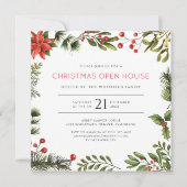 Weihnachts Open House Watercolor Berries Urlaub Einladung (Vorderseite)
