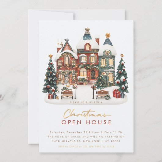 Weihnachts-Open House Weihnachtsfeiertag Einladung (Vorderseite)